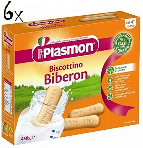 6 biscotti PLASMON biberon per biberon, per bambini dai 4 mesi in su, 450 g