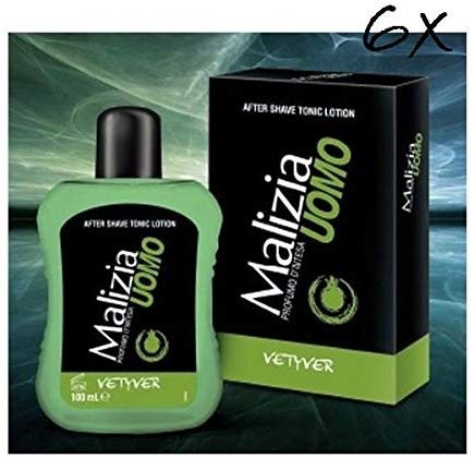 6 X malizia Uomo Vetyver After Shave 100 ML Tonic lozione dopobarba acqua di colonia