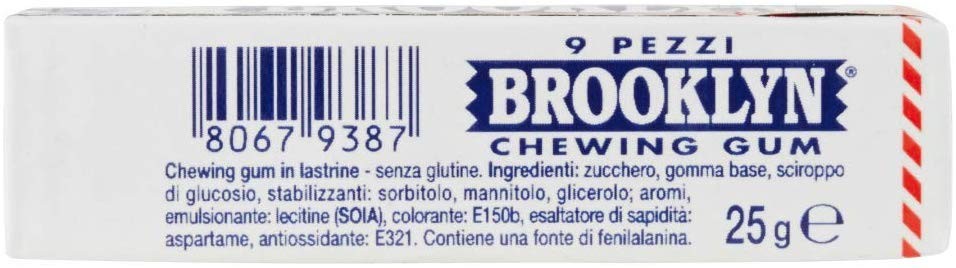 Brooklyn Gomme da Masticare, Chewing Gum Gusto Spearmint, Confezione da 20 Stick
