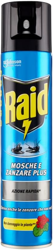 Raid Set 12 Spray Mosche/Zanzare Ml 400 Repellente Insetticida, Multicolore, Unica