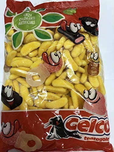 Caramelle gommose a forma e gusto di banana senza glutine