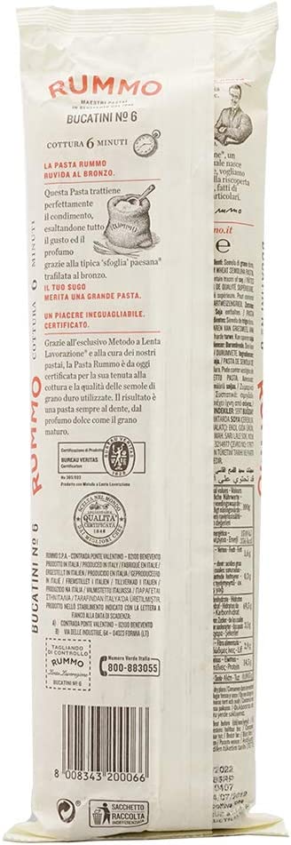Rummo - Bucatini n.6 Trafilati al Bronzo - 24 Confezioni da 500 g