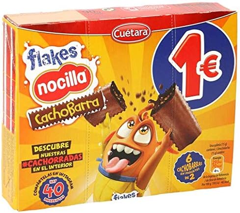 Cuétara, Flakes, Biscotti Ripieni di Nocilla Crema alle Nocciole, 90 gr