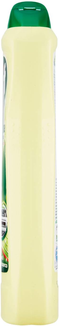 Cif Crema, Detergente per Superfici Dure, Formato 500 ml, Ideale su Grasso Incrostato, Residui di Cibo Bruciato e Macchie di Calcare, con Particelle Pulenti 100% Naturali, Limone