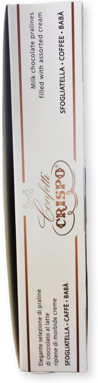 Crispo Sapori di Napoli - Scatola Assortita 250 g con Sfogliatella, Baba, Caffe - Praline di Cioccolato a Latte ripiene di Crema