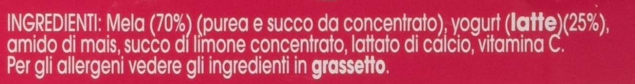 Plasmon Omogeneizzato La Merenda Nutri-Mune Mela e Yogurt 120gr 24 Vaschette Con mele e yogurt italiani, Solo zuccheri della frutta e dello yogurt