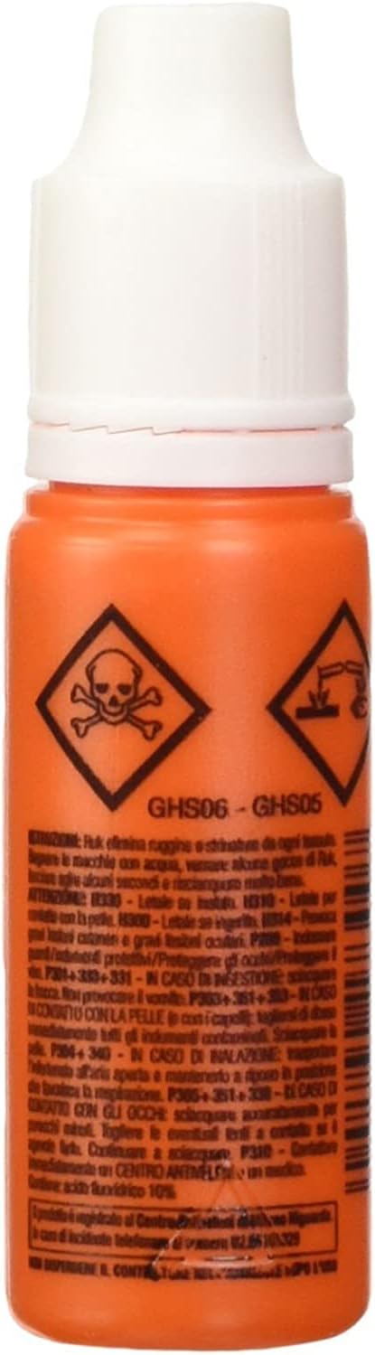 Smacchiatore Liquido Antiruggine Elimina ruggine e strinature del ferro da stiro da ogni tessuto. macchie di frutta e l'ingiallimento da bagni e wc 3 Pezzi da 25ml (Tot:75ml)