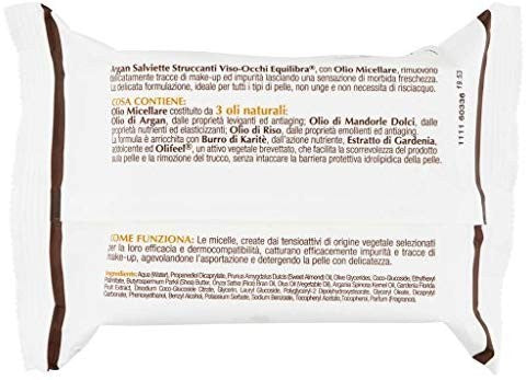 Equilibra Argan Salviette Struccanti Viso Occhi - 25 Pezzi