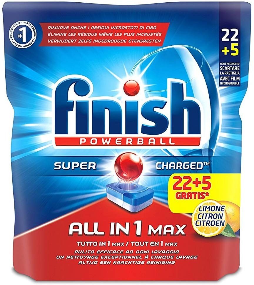 Finish All in 1 Max Pastiglie Lavastoviglie, Limone, 22+5 Tabs