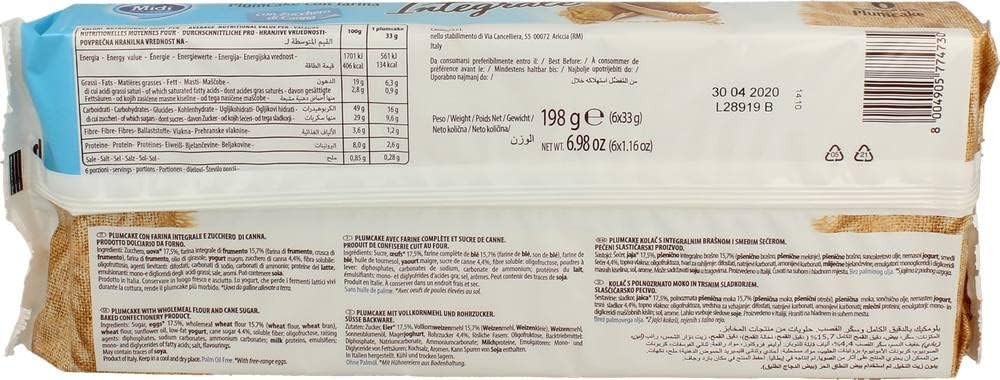 Midi Plumcake Integrale 6 Pz, 198g