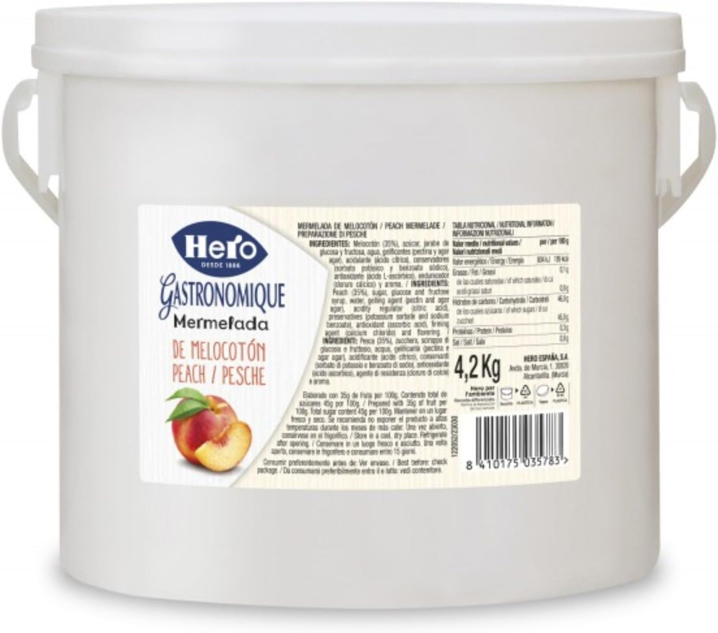 Preparazione di Frutta Hero Confettura Pesche Secchiello da 4,2 kg