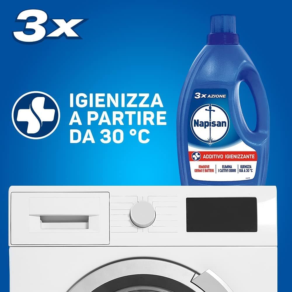 Napisan Additivo Igienizzante Lavatrice, Additivo Liquido per Bucato, Multi Azione, Formato Famiglia, Flacone da 2.4 Litri, 2400 millilitro, 1