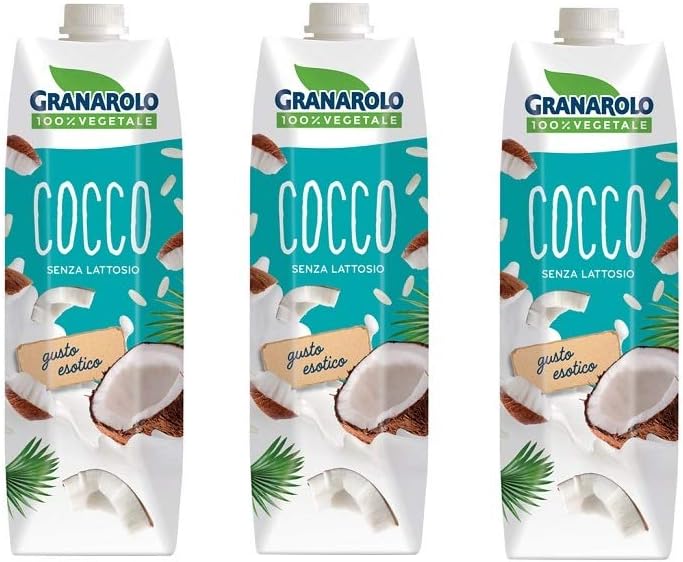 3 pezzi Granarolo Latte di Cocco e Riso Latte di cocco e Riso senza lattosio 1 litro Verdure Bevanda di cocco e riso sapore esotico