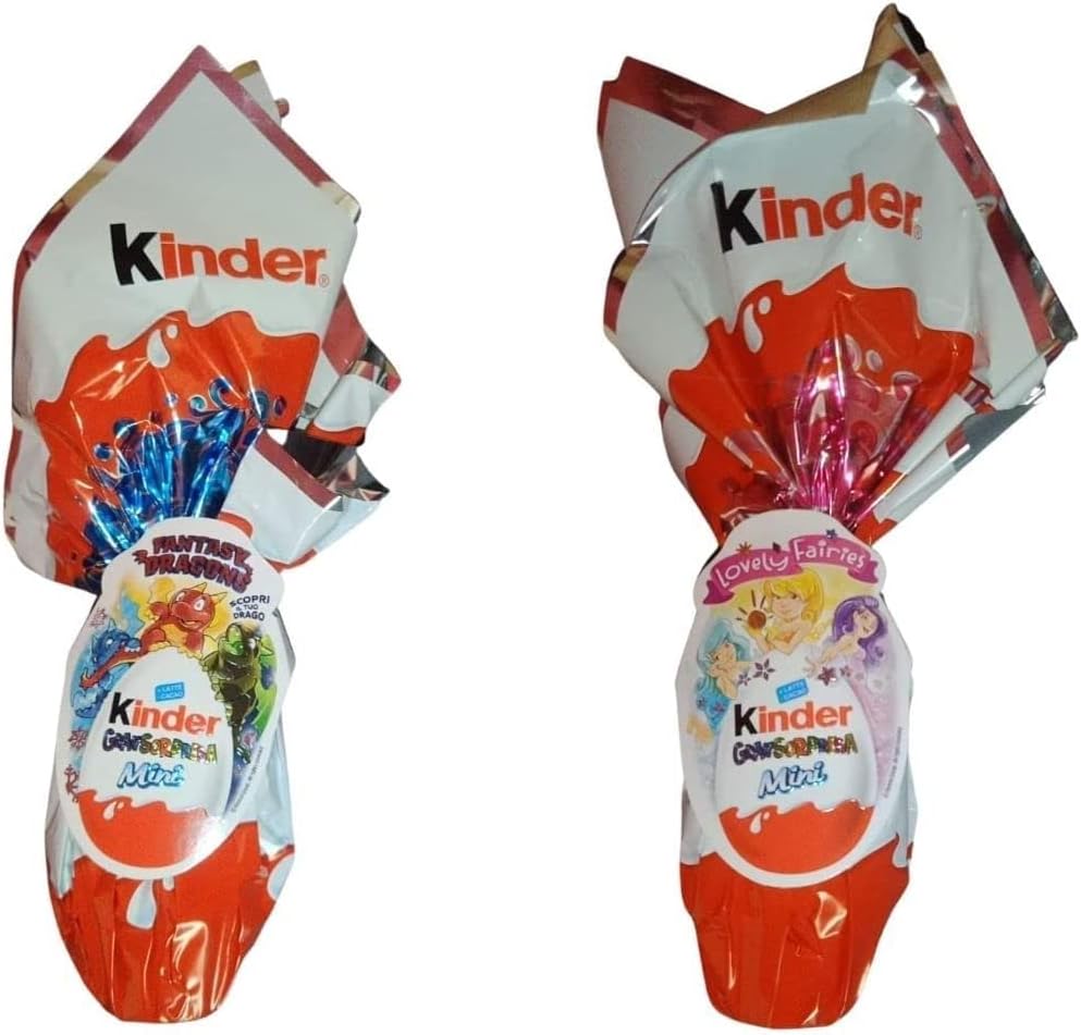IDEA PASQUA 2022 Kinder Gran Sorpresa Mini Uovo Pasqua piccolo cioccolata x2 Conf: Fantasy Dragons + Lovely Fairies