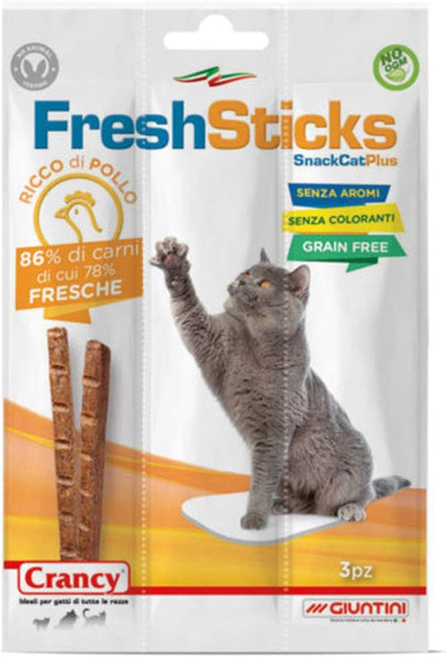 Giuntini Crancy Cat Fresh Sticks al Pollo 15g(3 Sticks) x 30 pz mangime complementare per Gatti di Tutte Le età