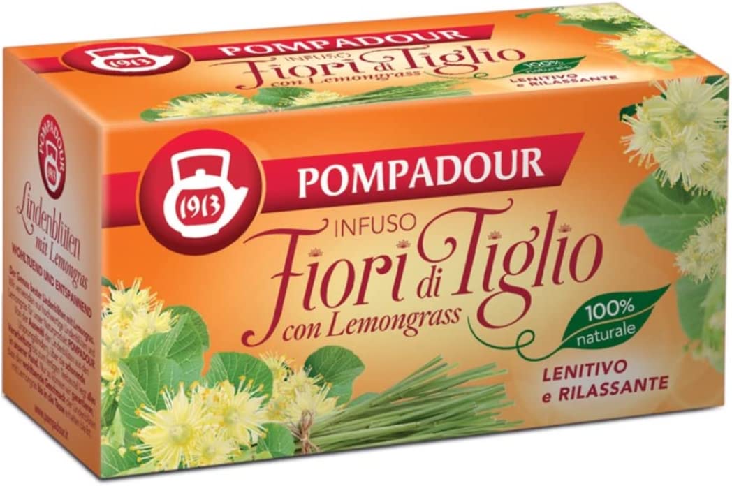 Pompadour 1913 | Infuso Fiori di Tiglio & Citronella | Tisana Lenitiva e Rilassante 100% Naturale Senza Caffeina - 3 x 20 Bustine di Tè (105 Gr)