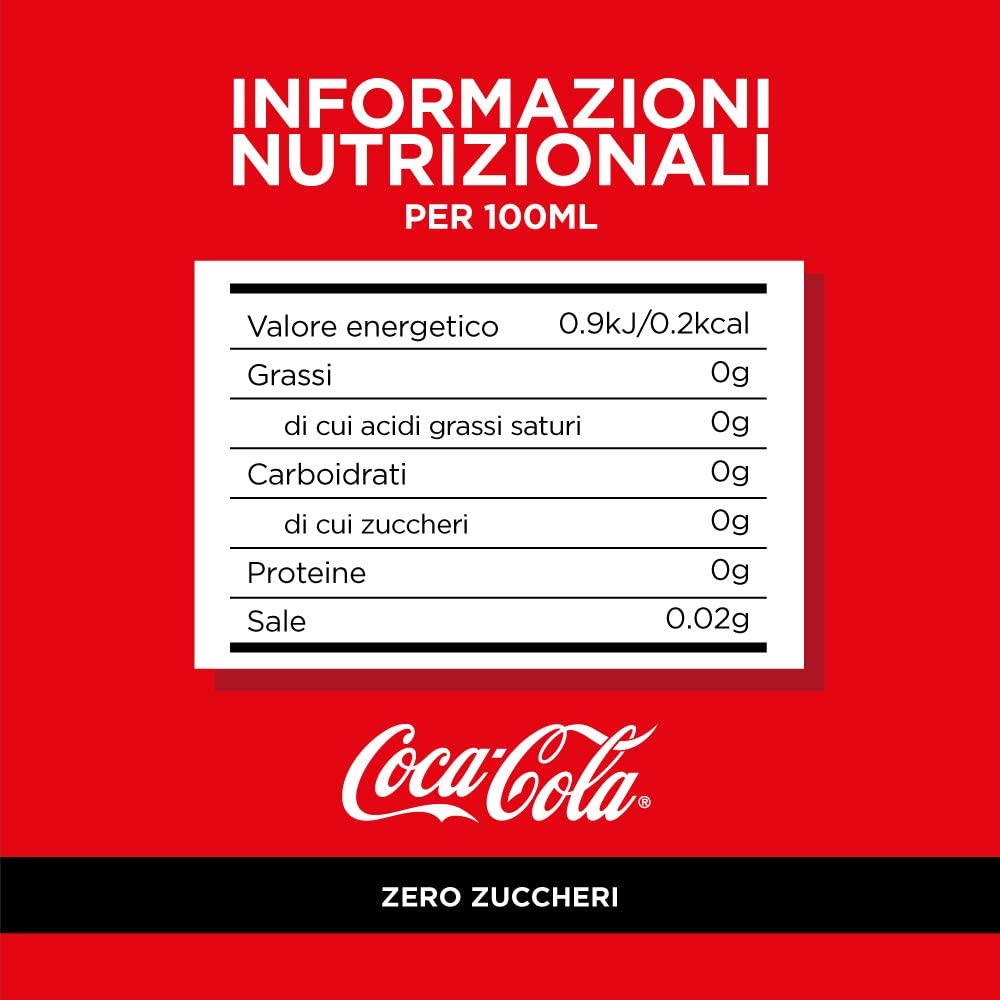 Coca-Cola Zero Zuccheri – 6 Bottiglie da 1.5 L, Tutto il Gusto della Formula Coca-Cola Senza Calorie, in bottiglia PET 100% Riciclabile, Bevanda Analcolica con Edulcoranti