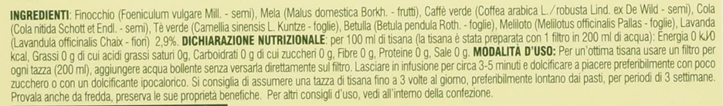 L'Angelica, Tisana Linea Silhouette, Tisana Funzionale con Tè Verde e Caffè Verde per Aiutarti a Ritrovare il Peso Forma, Azione Drenante, Vegan, 10 Confezioni da 20 Filtri