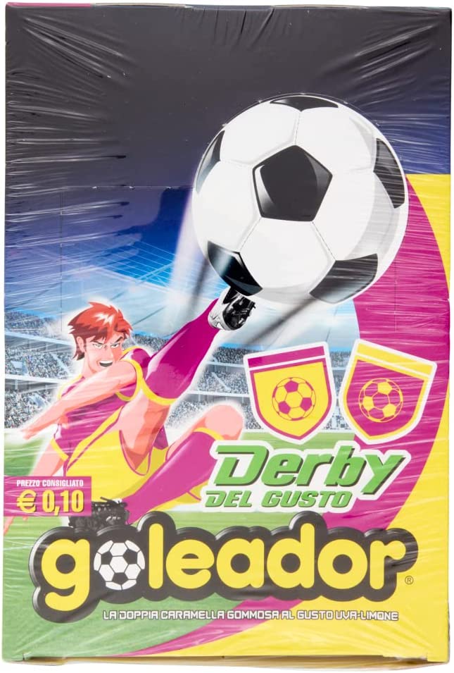 Goleador Derby, Doppia Caramella Gommosa Gusto Uva e Limone, Senza Glutine, Confezione da 200 Pezzi