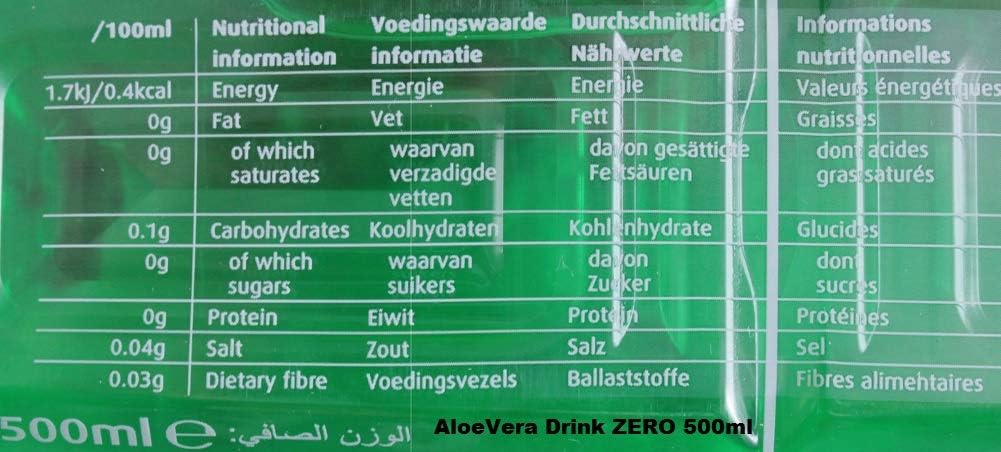 TROPICAL, Drink Aloe Zero, Bevanda Aloe Vera Zero Zuccheri e Zero Calorie, Aroma Delicato e Rinfrescante, Sapore Dolce, Ideale da Gustare in Ogni Momento, Box da 12 Bottiglie in PET da 500 ml