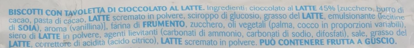 Oro Ciok, Biscotto con Tavoletta di Cioccolato al Latte, Merenda Semplice e Golosa, Fonte Naturale di Fibre, Senza Coloranti e Conservanti, 750g (30 monoporzioni da 25g)
