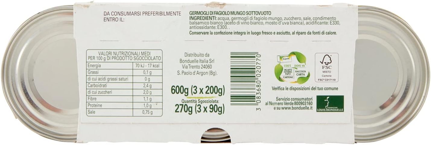 Bonduelle Germogli Di Soia 3 X 200 G, 600g