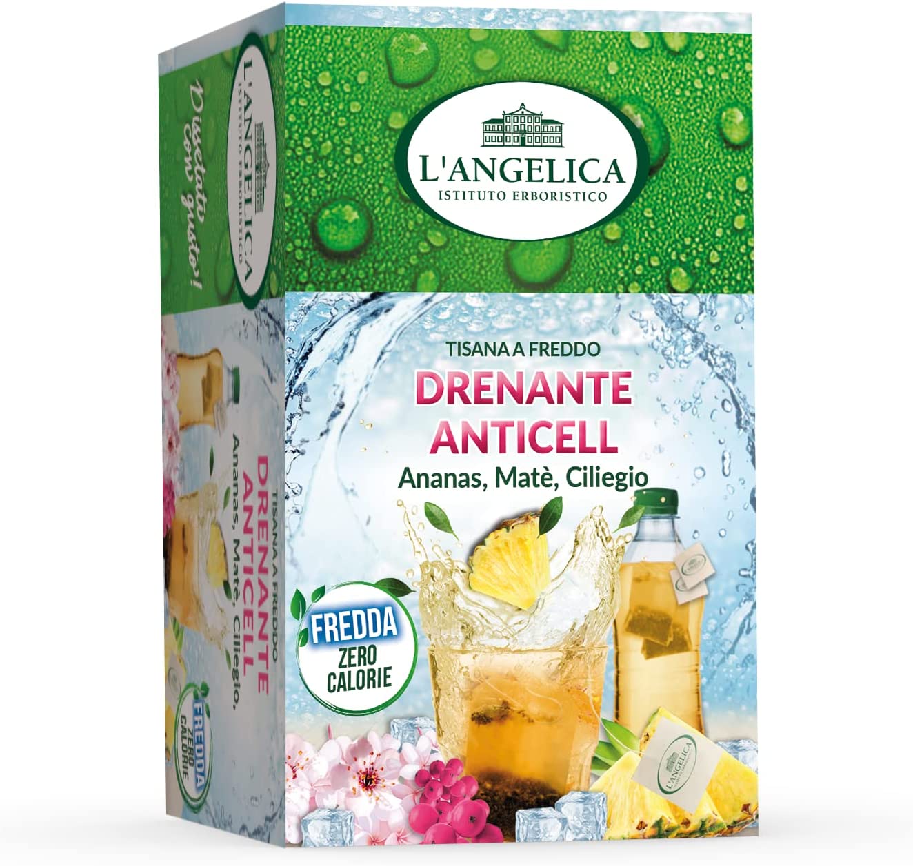 L'Angelica Tisana A Freddo Drenante Anticellulite - 10 Confezioni Da 18 Filtri, Ananas, 180 Unità