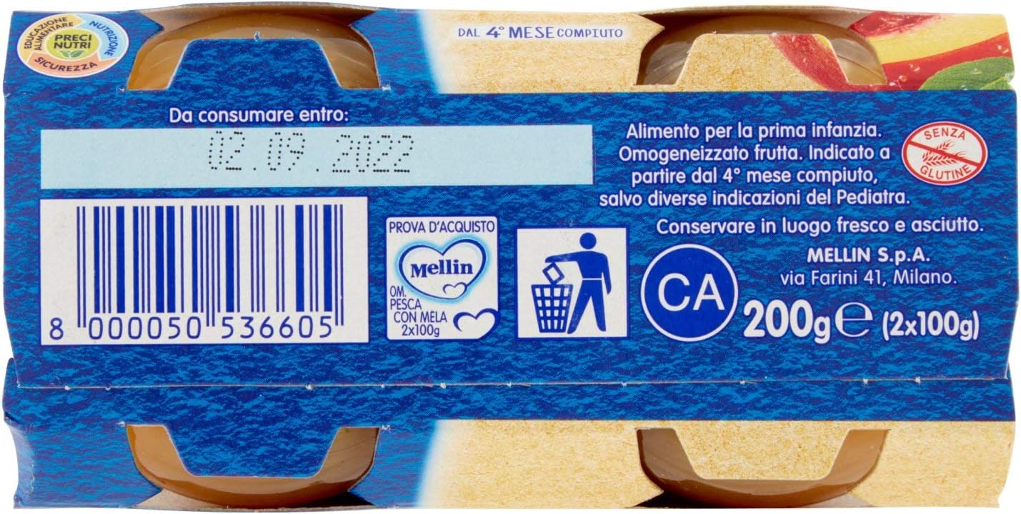 Mellin Omogeneizzato Pesca - 200 g