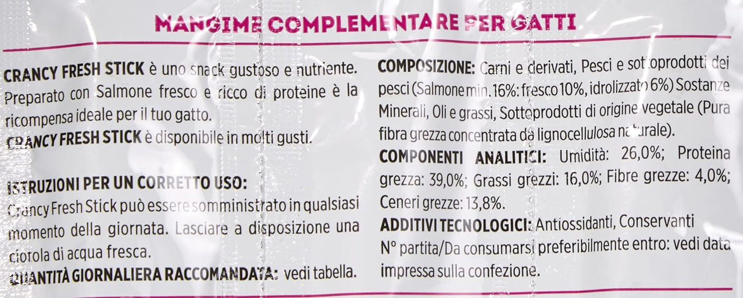 Giuntini CRANCY Cat Fresh Sticks 15GR 30PZ (Salmone), Giallo, L