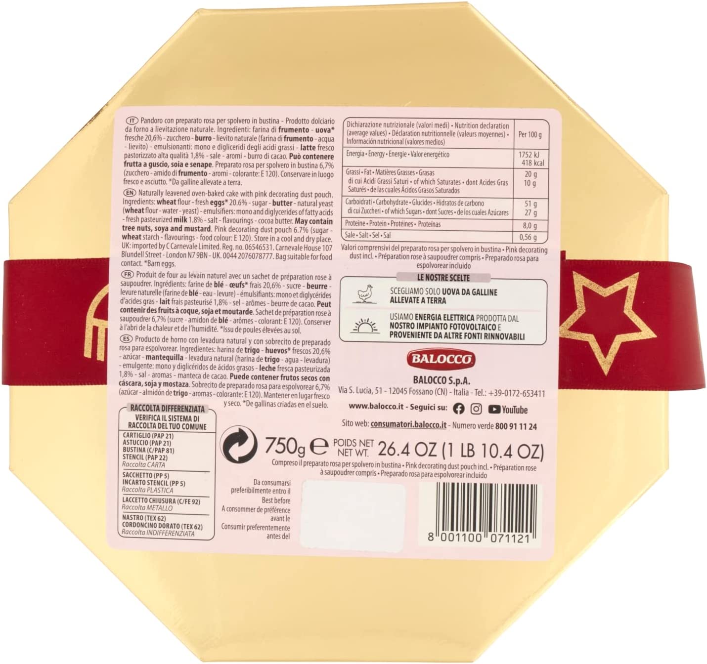 Balocco Pandoro Pink Ferragni, 750g