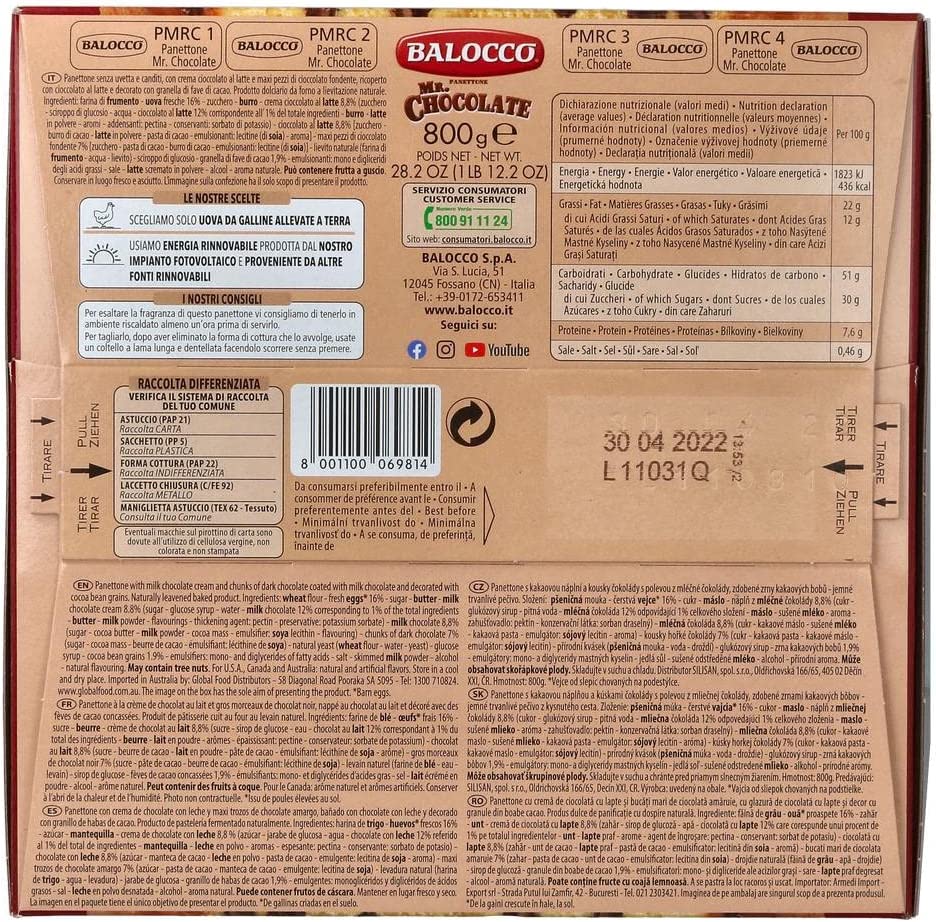 Balocco Mr Chocolate Panettone, 800g