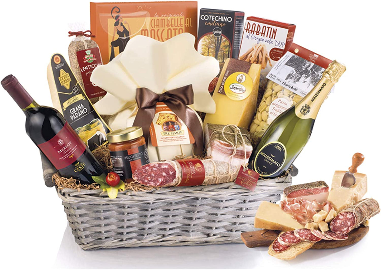 CESTA NATALE VILLA GUELFA DI COLLINA 14 PEZZI REGALO PANETTONE SALAME SALUMI