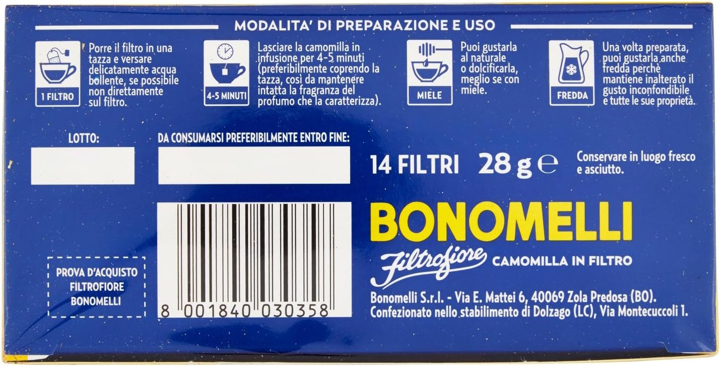 Bonomelli Filtrofiore Tutte Le Parti del Fiore di Camomilla, 14 Filtri