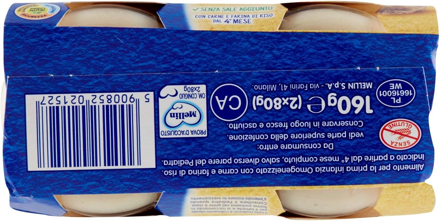 Mellin Omogeneizzato di Coniglio 100% Naturale – 24 Vasetti da 80 gr
