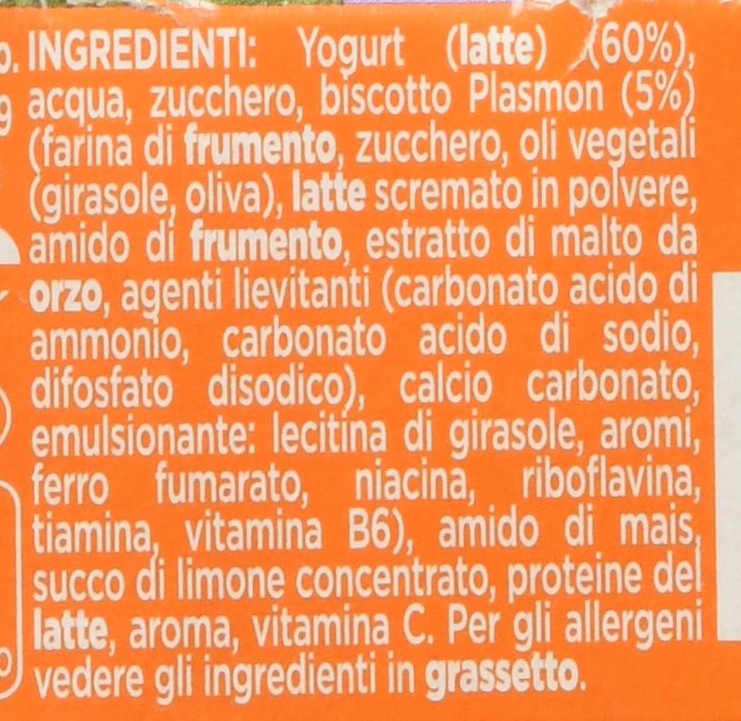 Plasmon Omogeneizzato Yogurt e Biscotto 120g 24 Vasetti Con Yogurt dell'Alto Adige, Fonte di Calcio e di Vitamina C