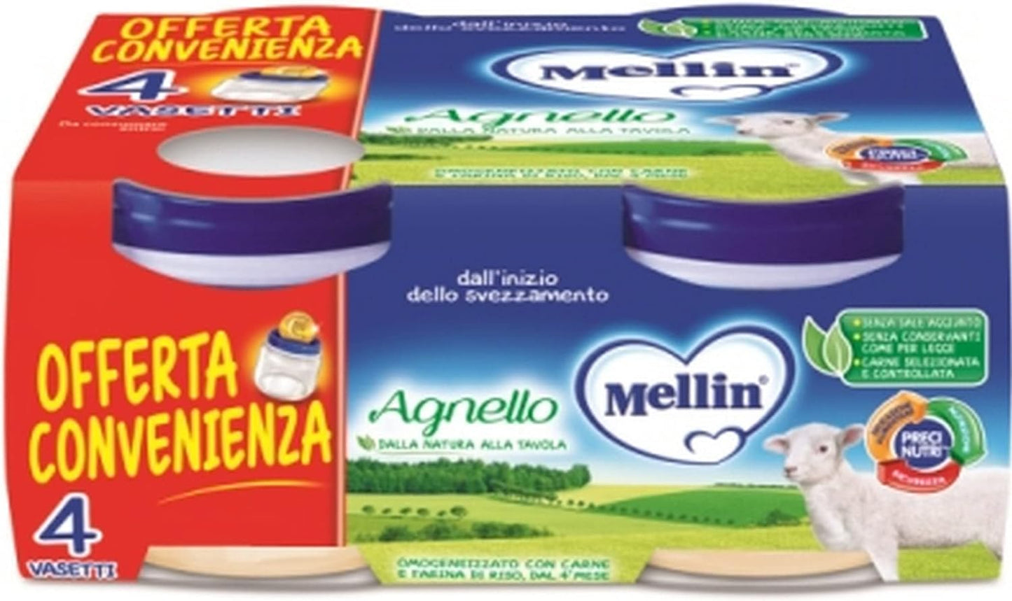 Mellin Omogeneizzato di Agnello, Blu, 4X80G