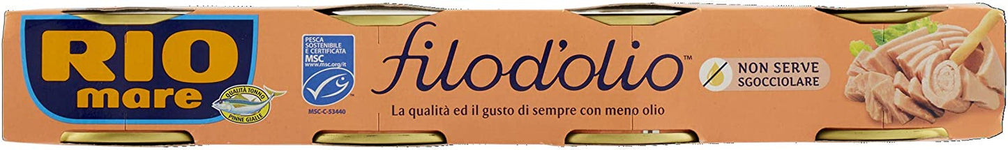 Rio Mare - Tonno Filod'olio, Qualità Pinne Gialle con Meno Olio di Oliva, Certificato MSC, 4 Lattine da 65g