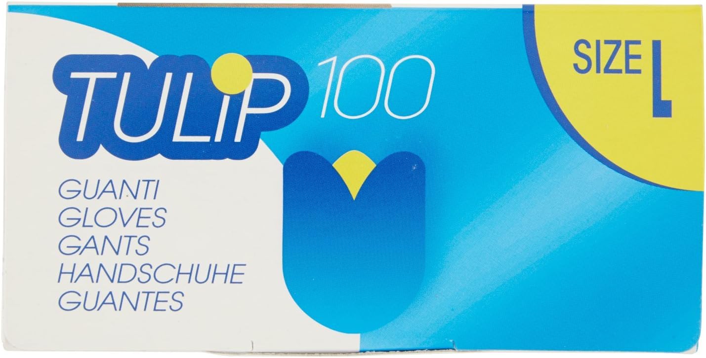 Tulip - Guanti Monouso, Misura Grande - 2 confezioni da 100 pezzi 200 pezzi, 200 unità, 200