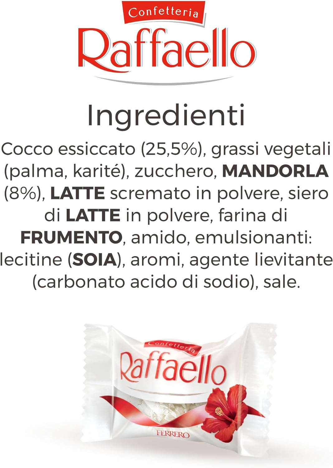 Raffaello, 18 Specialità al Cioccolato Bianco Ricoperto di Scaglie di Cocco, all'Interno un Cremoso Ripieno e una Mandorla Intera, Idea Regalo, Confezione da 324 gr
