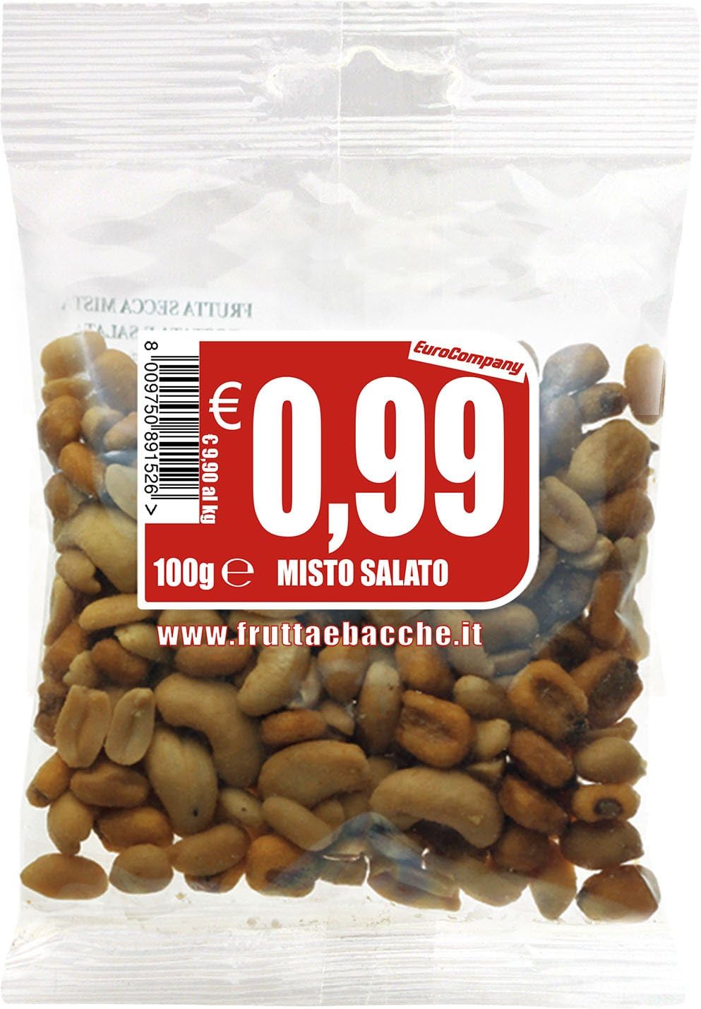 EuroCompany Misto Salato Arachidi, Anacardi e Mais Tostato, 100g