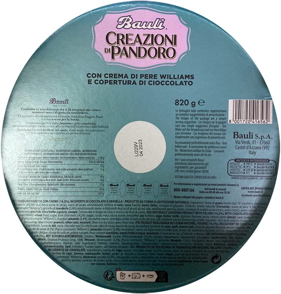 Bauli Creazioni Di Pandoro Pera Cioccolato, 820g