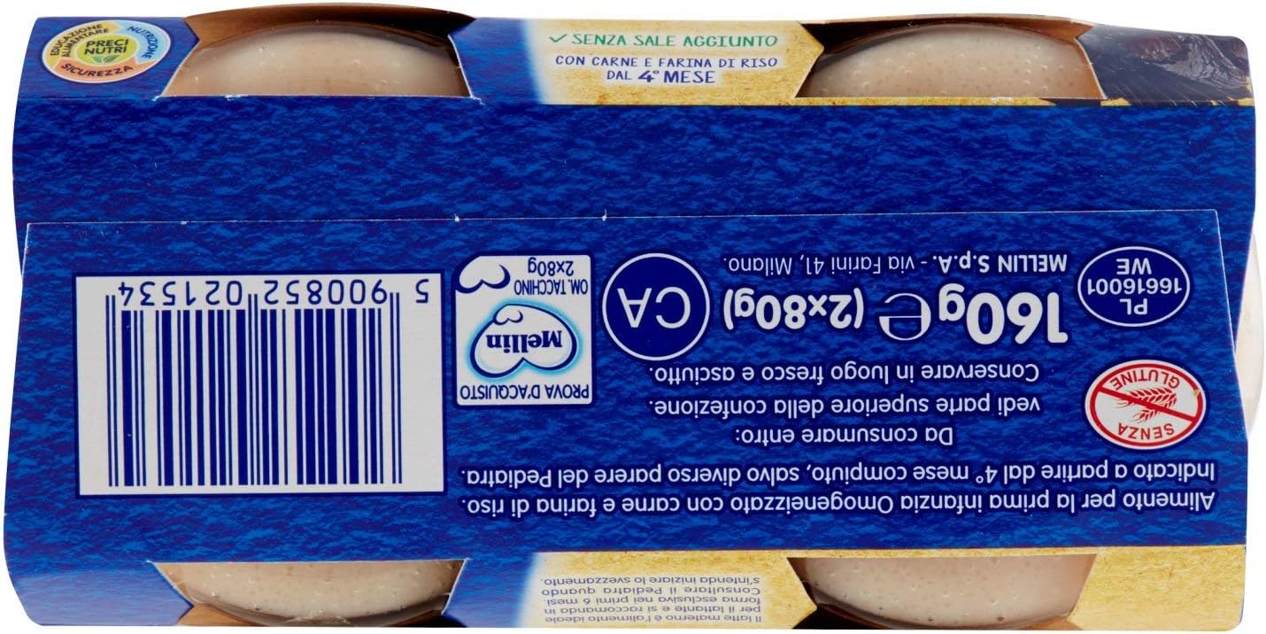 Mellin Omogeneizzato di Tacchino 100% Naturale – 24 Vasetti da 80 gr