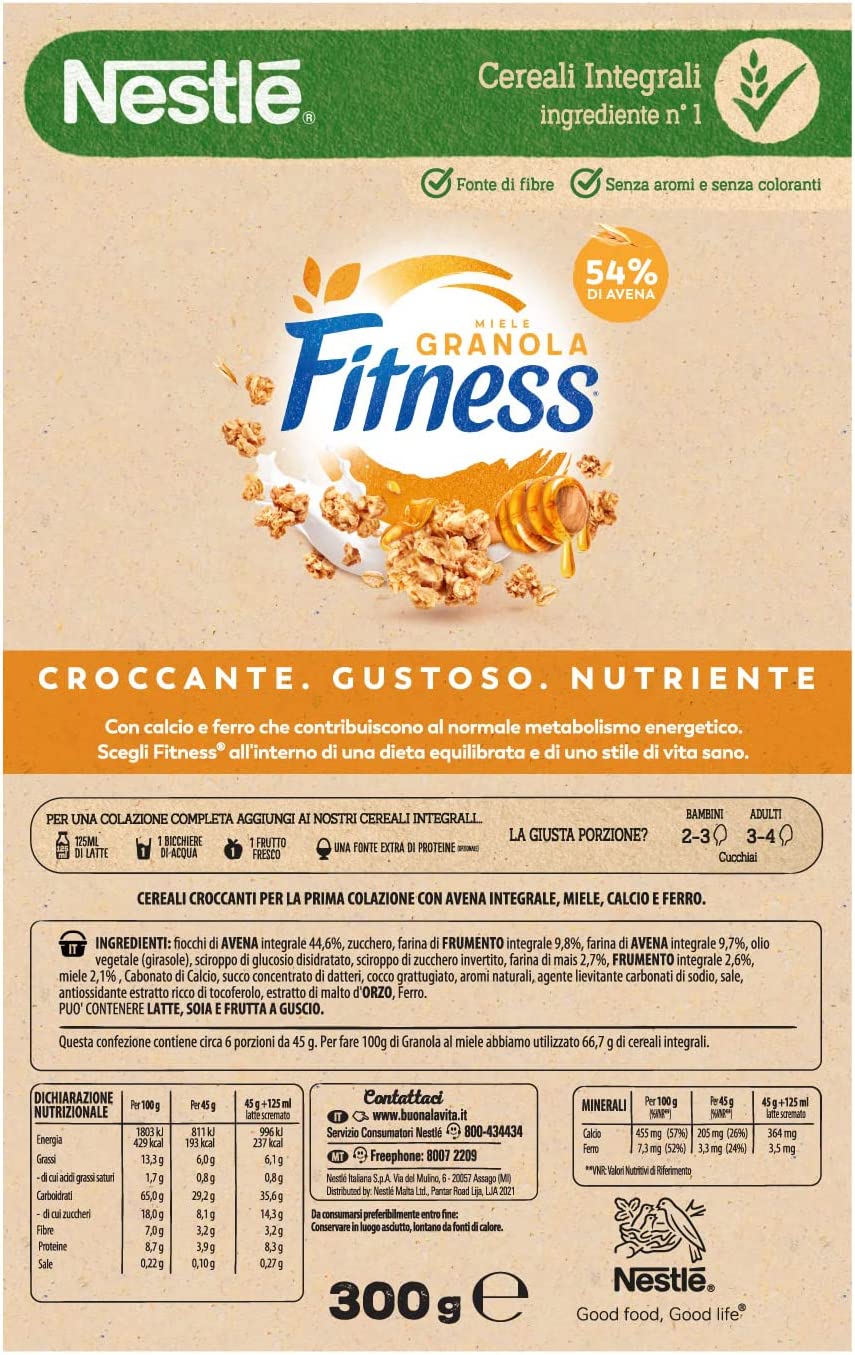 NESTLÉ FITNESS Granola Miele Cereali Croccanti, Confezione da 300 g