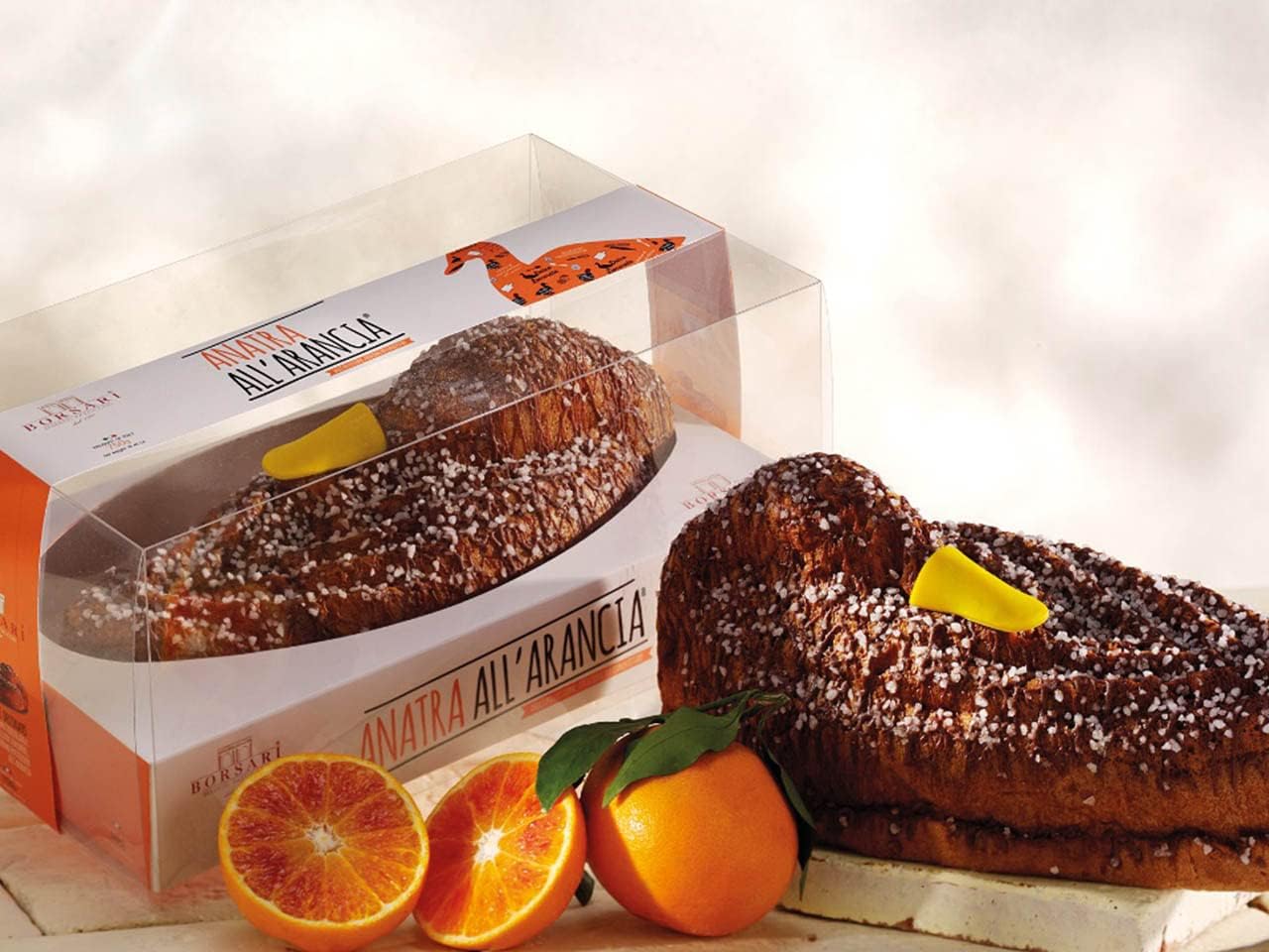 Zeus Party Panettone Borsari Anatra all' Arancia 750g Panettone Ricoperto di Cioccolato Prodotto in Italia