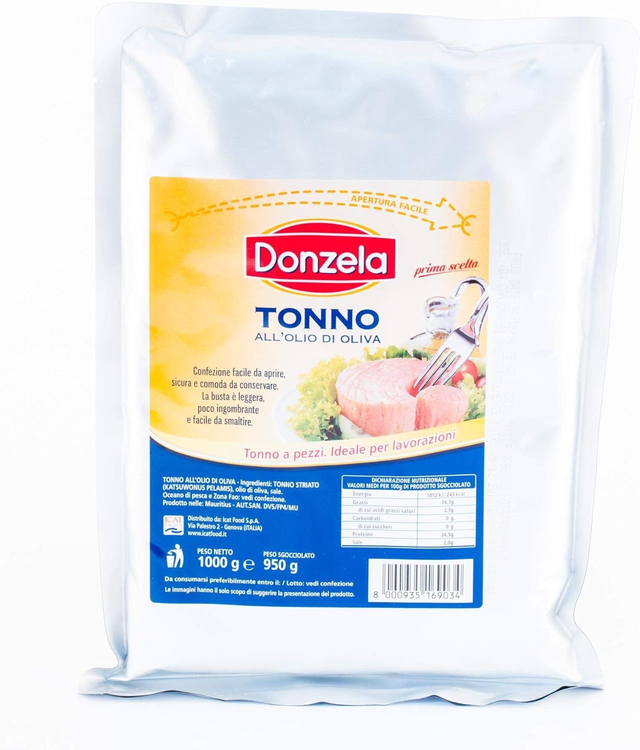 TONNO DONZELA IN OLIO DI OLIVA BUSTA 1 KG