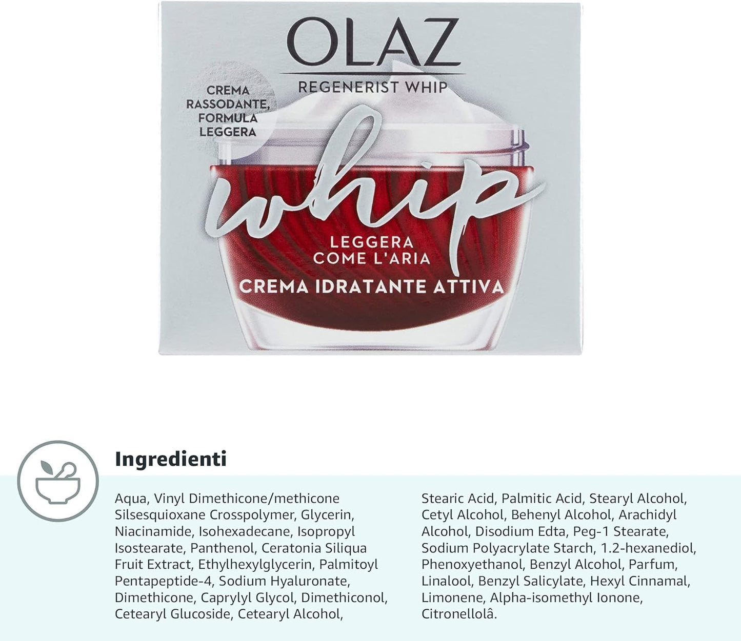 Olaz Regenerist Whip - Crema viso idratante attiva, TEXTURE LEGGERA COME L’ARIA. Per te che desideri una pelle giovane e radiosa senza rinunciare ad una sensazione leggerezza, 50 ml