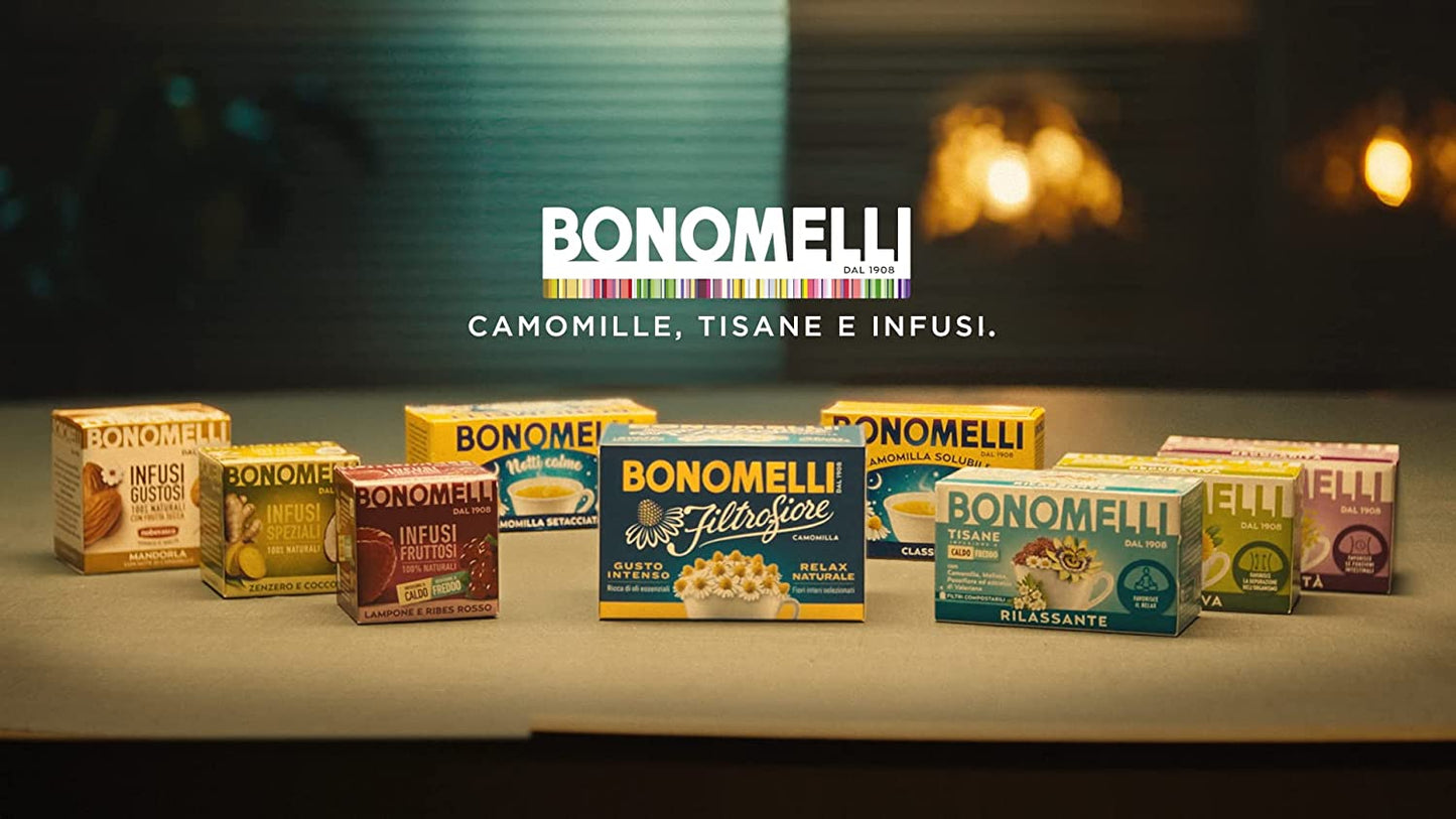 Bonomelli Infusi Fruttosi, Lampone e Ribes Rosso, Confezione da 12 filtri, Gusto Rinfrescante e Lievemente Acidulo, Infusione a Caldo e a Freddo, Ingredienti 100% Naturali
