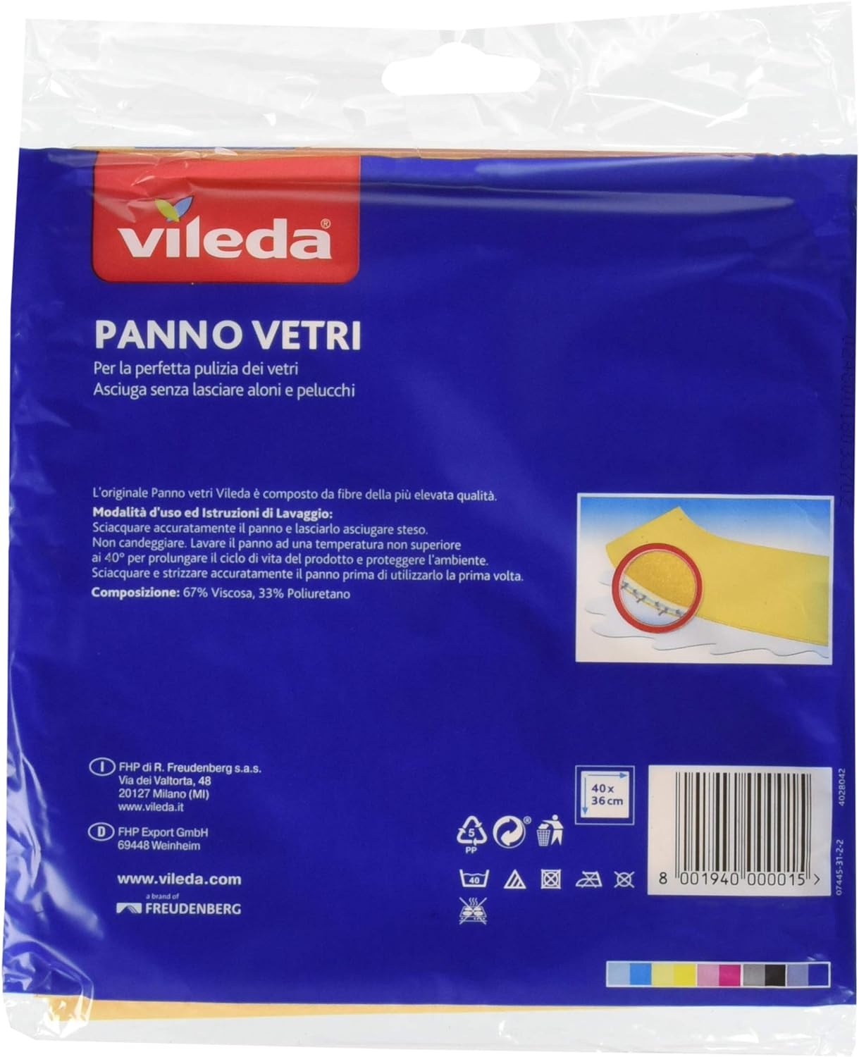 Vileda Panno per Vetri, 1 Pezzo