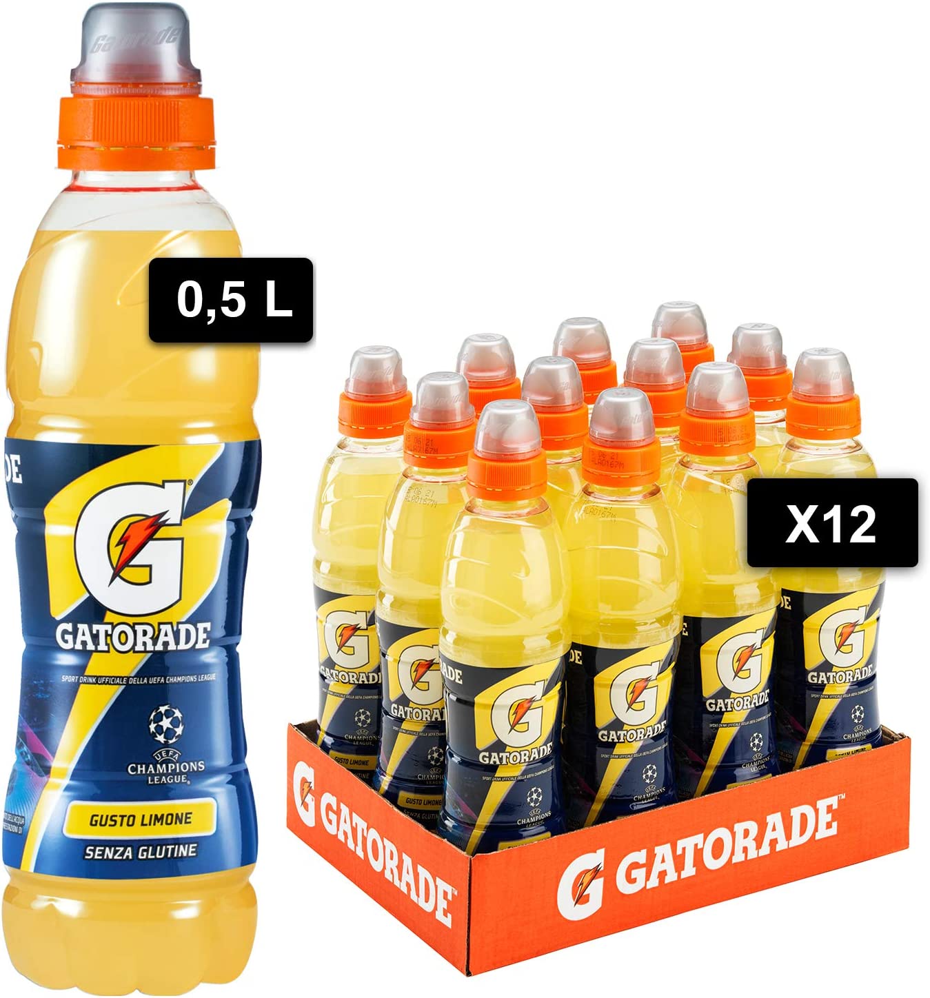 Gatorade, Sport Drink, Bevanda sportiva non Gassata Gusto Limone, Aiuta il Reintegro dei Sali Minerali Persi, Formato da 12x500 ml