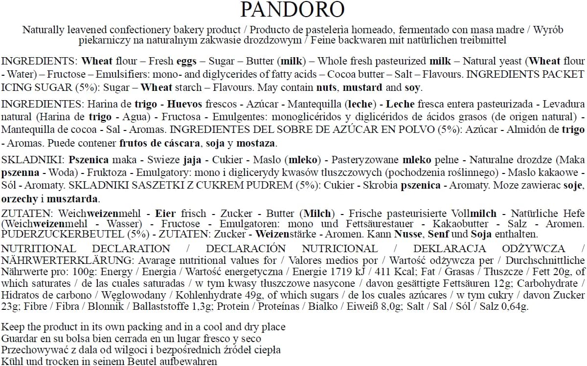 Vergani Pandoro ai 3 Cioccolati 750g